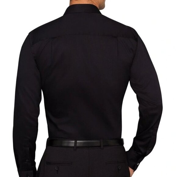 CALVIN KLEIN Egyptian Cotton Single Cuff Long Sleeve Black Business Shirt Sz L - Picture 2 of 9